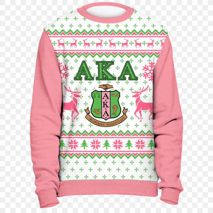 Alpha Kappa Alpha Kappa Alpha Psi Zeta Phi Beta Christmas Jumper Sweater, PNG, 1024x1024px, Alpha Kappa Alpha, Christmas Jumper, Clothing, Delta Sigma Theta, Green Download Free
