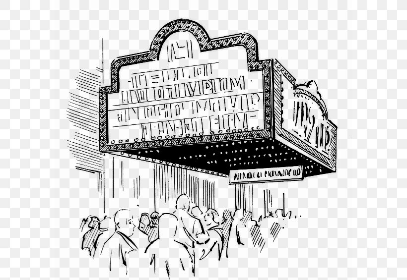 movie theater clipart black and white