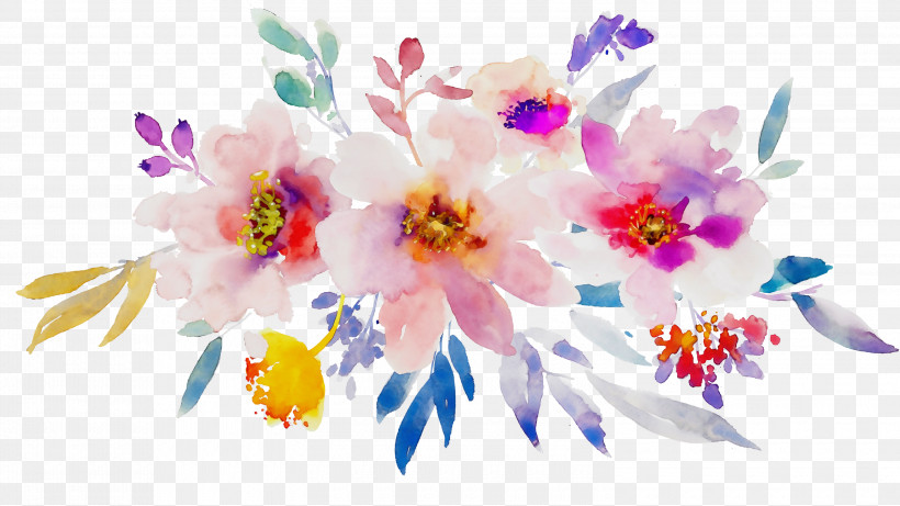 Floral Design, PNG, 3000x1688px, Watercolor, Floral Design, Flower, Paint, Petal Download Free
