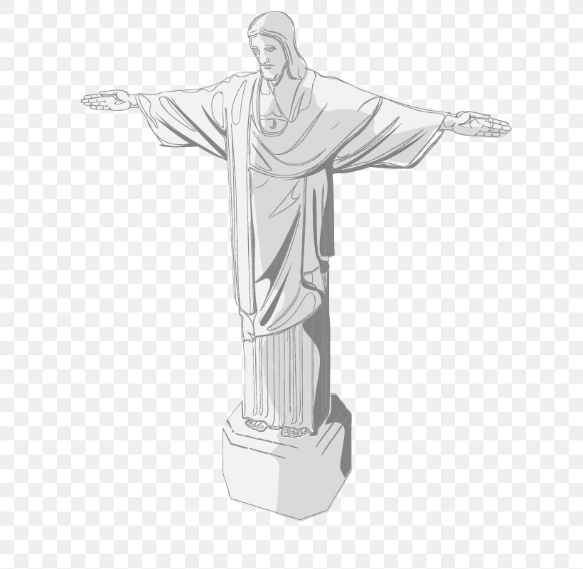 Christ The Redeemer Statue, PNG, 725x801px, Christ The Redeemer, Arm, Art, Black And White, Cartoon Download Free