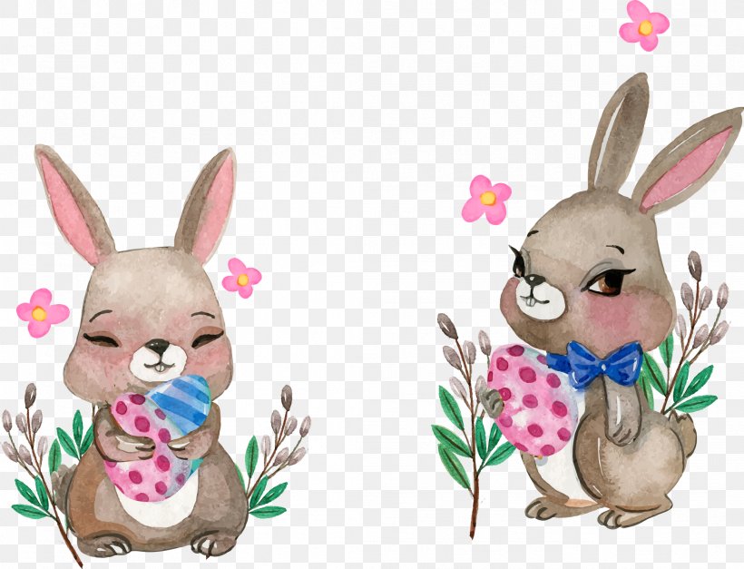 Rabbit Watercolor Painting Illustration, PNG, 2117x1621px, Rabbit, Drawing, Easter, Easter Bunny, Idea Download Free
