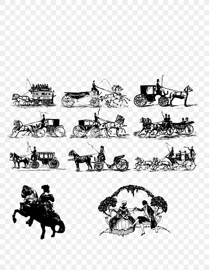 Horse-drawn Vehicle Carriage, PNG, 2550x3300px, Horse, Black And White, Car, Carriage, Cart Download Free