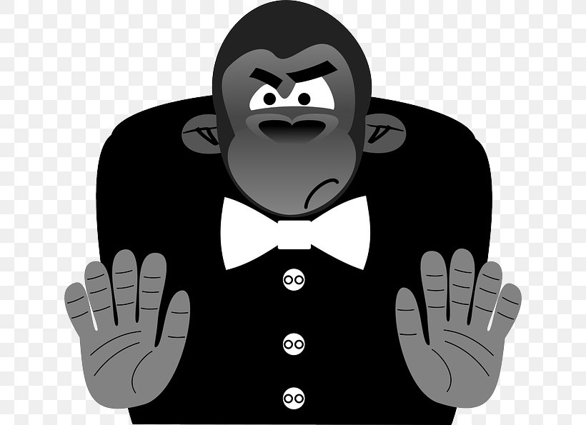 Ape Western Gorilla Clip Art, PNG, 640x595px, Ape, Black, Black And White, Cartoon, Drawing Download Free