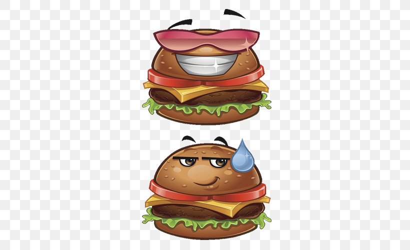 Hamburger Cheeseburger Fast Food Cartoon, PNG, 500x500px, Hamburger, Beef, Cartoon, Cheese, Cheeseburger Download Free