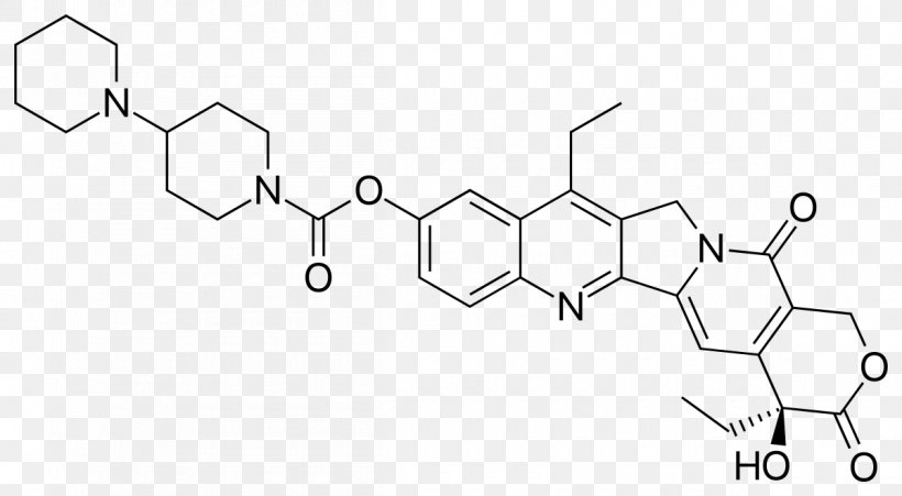 Irinotecan Hydrochloride Type I Topoisomerase Camptothecin Topoisomerase Inhibitor, PNG, 1200x661px, Irinotecan, Area, Auto Part, Black And White, Camptothecin Download Free