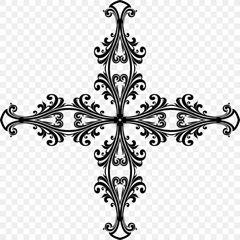 Black And White Visual Arts Clip Art, PNG, 2302x2302px, Black And White, Art, Body Jewelry, Branch, Cross Download Free