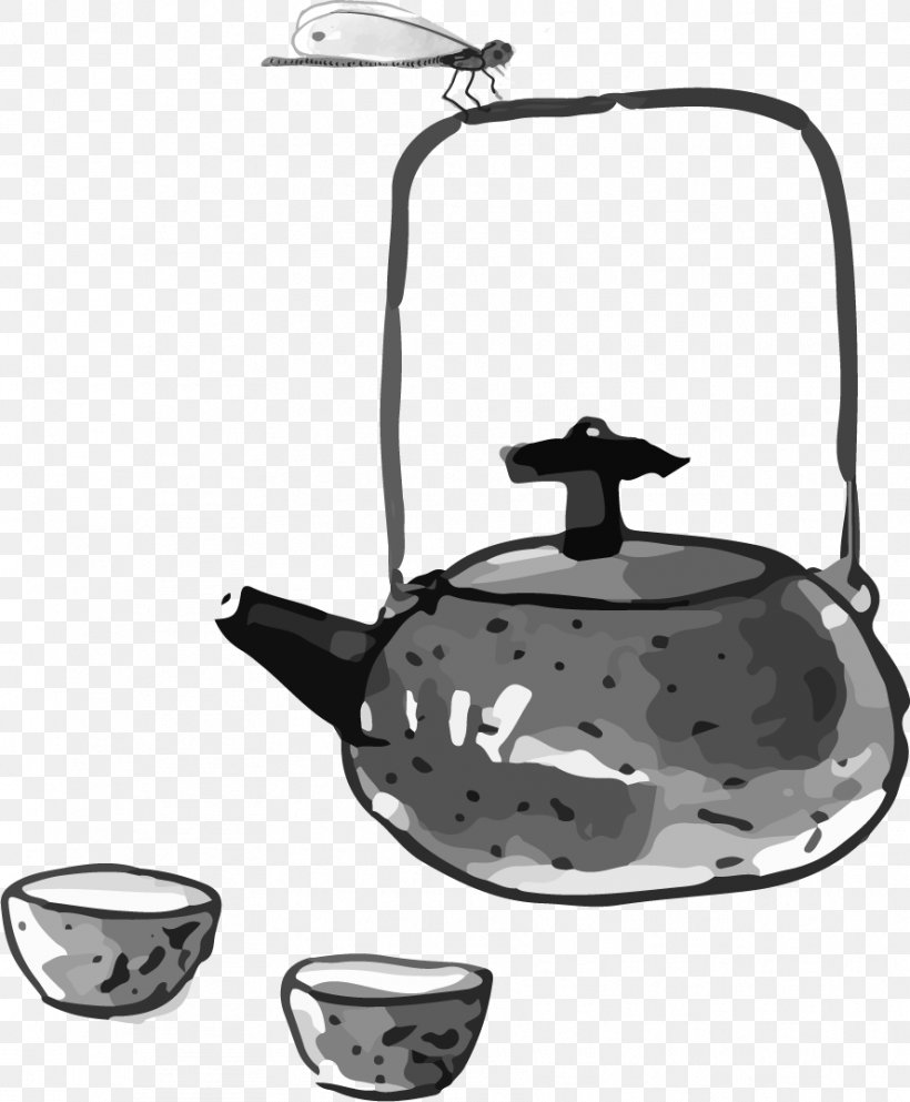 Teapot Chinese Cuisine Ink Wash Painting, PNG, 888x1076px, Tea, Black And White, Chinese Cuisine, Chinese Tea, Cookware And Bakeware Download Free