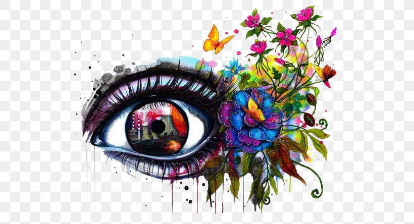 Drawing Art Watercolor Painting Eye, PNG, 600x444px, Watercolor, Cartoon, Flower, Frame, Heart Download Free
