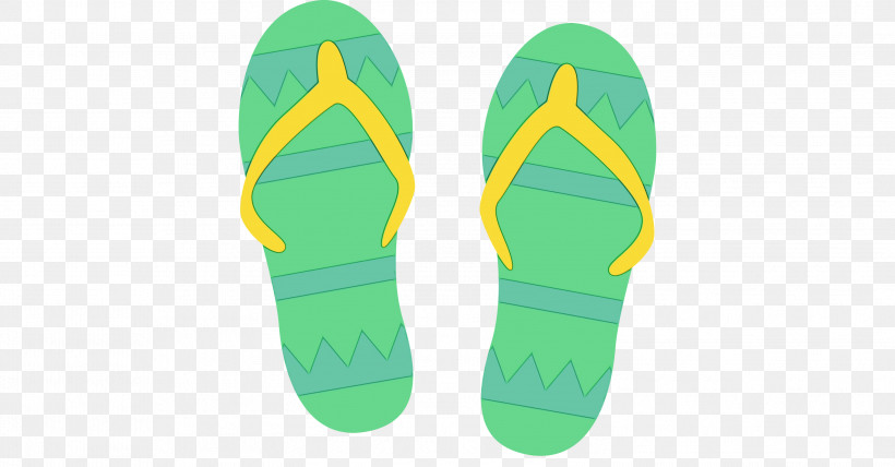 Flip-flops Shoe Green Font Meter, PNG, 2999x1566px, Watercolor, Flipflops, Green, Meter, Paint Download Free