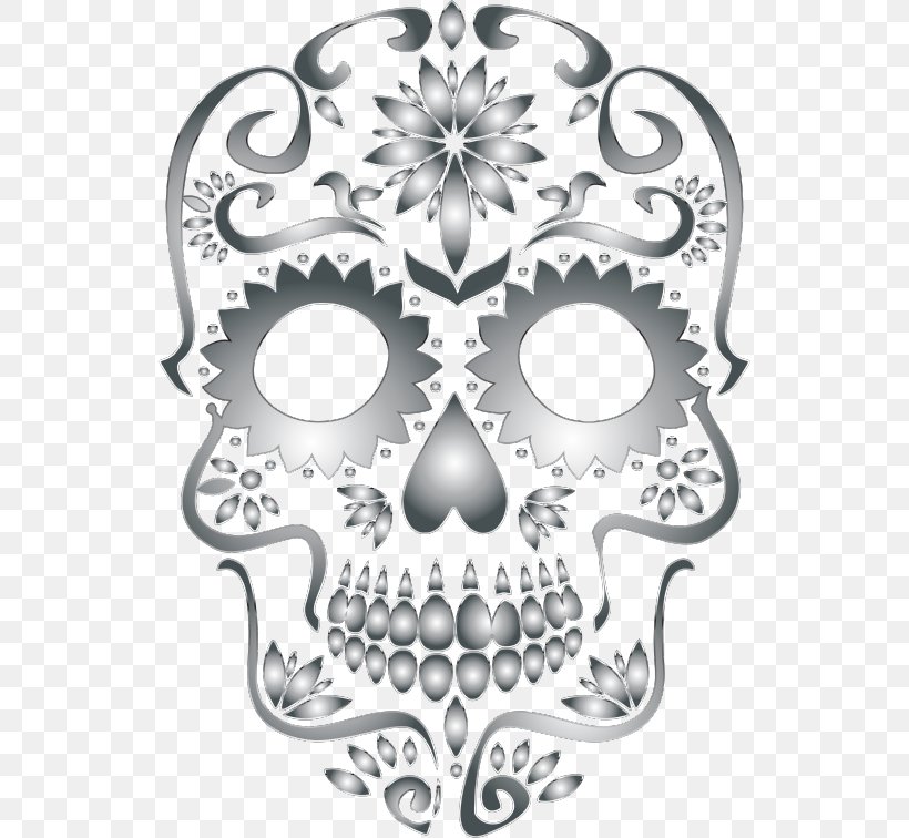 La Calavera Catrina Mexican Cuisine Skull Clip Art, PNG, 534x756px, Calavera, Black And White, Bone, Candy, Day Of The Dead Download Free