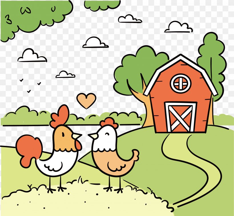 Chicken Painting Cartoon Illustration, PNG, 2804x2599px, Chicken, Area, Art, Artwork, Cartoon Download Free