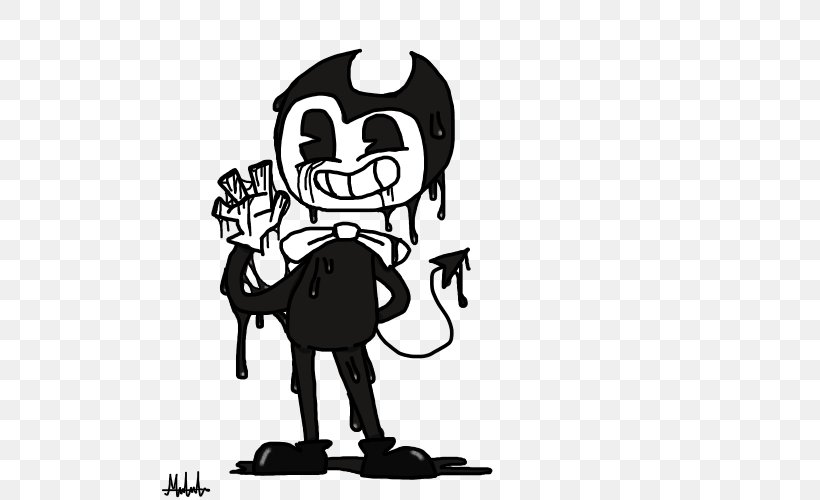 Bendy And The Ink Machine TheMeatly Games Black And White Clip Art, PNG, 500x500px, Watercolor, Cartoon, Flower, Frame, Heart Download Free