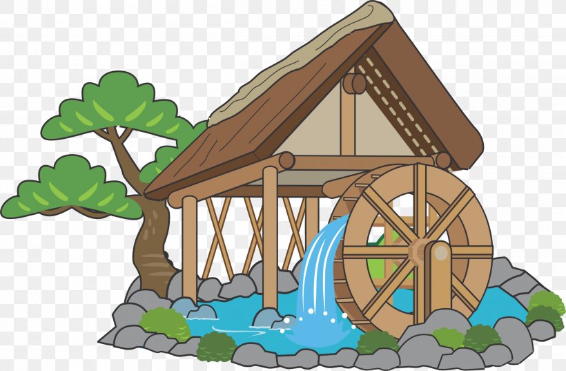Water Wheel Clip Art, PNG, 2400x1572px, Water Wheel, Drawing, House, Hut, Public Domain Download Free