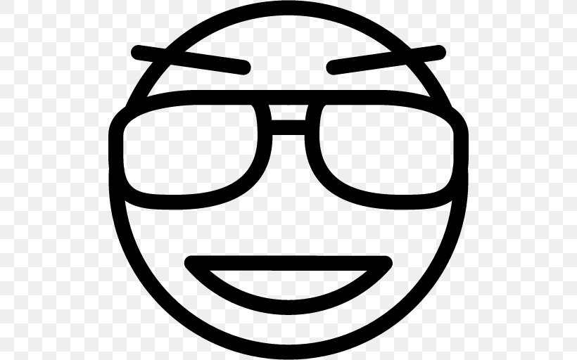 Smiley Emoticon Sunglasses, PNG, 512x512px, Smiley, Avatar, Black And White, Emoticon, Emotion Download Free