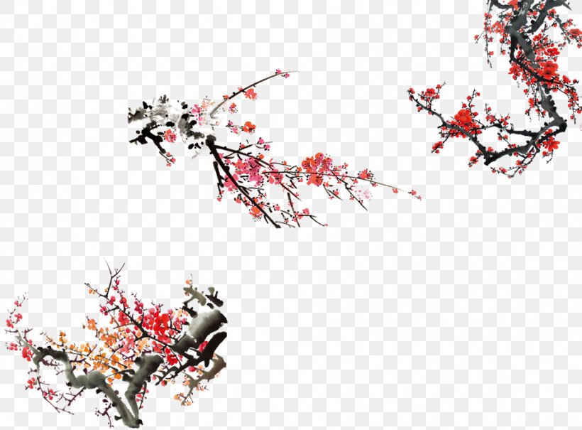 Ink Wash Painting Plum Blossom, PNG, 944x697px, Ink Wash Painting, Blossom, Branch, Cherry Blossom, Flower Download Free