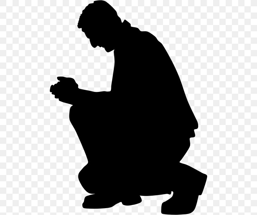 Prayer Silhouette Religion, PNG, 504x688px, Prayer, Black, Black And White, God, Human Behavior Download Free
