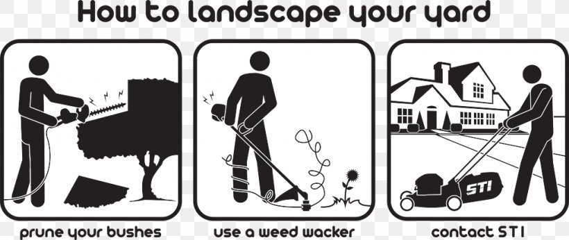 Cartoon Landscaping Landscape Design Comics, PNG, 1000x423px, Cartoon, Area, Black, Black And White, Brand Download Free