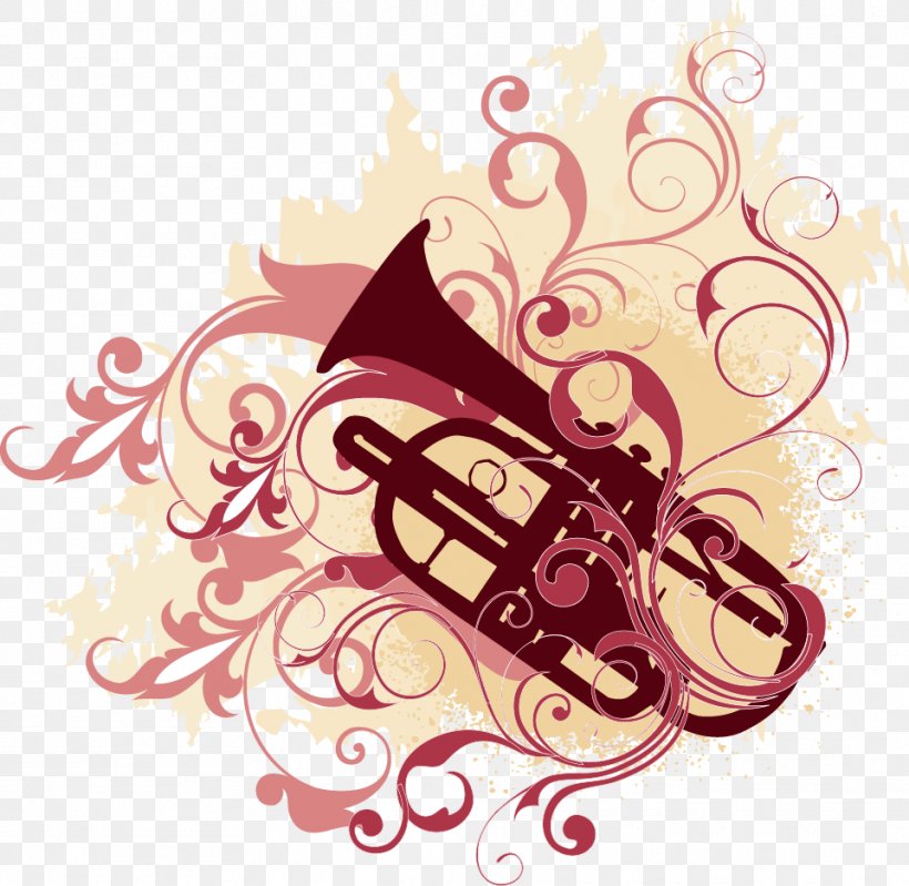 Royalty-free Trumpet Illustration, PNG, 961x937px, Watercolor, Cartoon, Flower, Frame, Heart Download Free