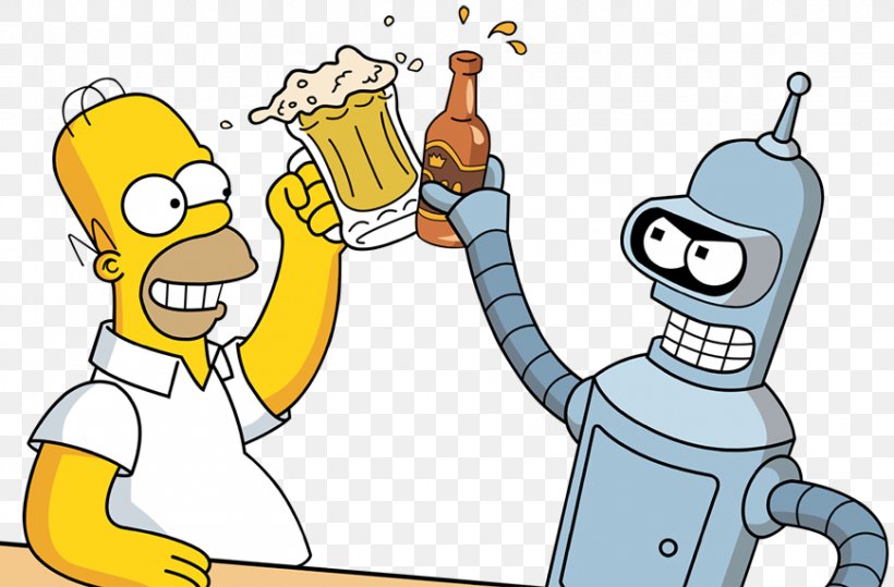 Bender Homer Simpson Drawing Fiction, PNG, 869x572px, Bender, Area, Art, Cartoon, Character Download Free