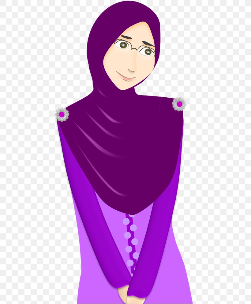 Muslim Islam Illustration Cartoon Hijab, PNG, 484x990px, Watercolor, Cartoon, Flower, Frame, Heart Download Free