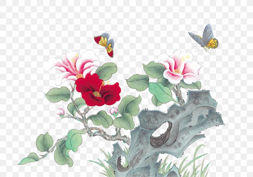 Floral Design Gongbi Ink Wash Painting Chinese Painting, PNG, 822x578px, Floral Design, Art, Birdandflower Painting, Blossom, Branch Download Free