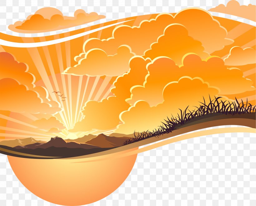 Sunset Vector Graphics Image Sky Euclidean Vector, PNG, 2000x1611px, Sunset, Cloud, Commodity, Dish, Evening Download Free
