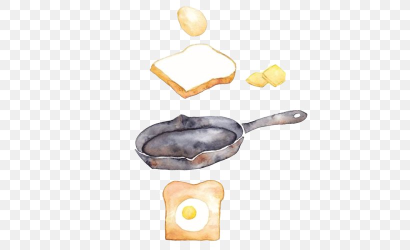 Toast Fried Egg Breakfast Watercolor Painting, PNG, 500x500px, Toast, Art, Bread, Breakfast, Cutlery Download Free
