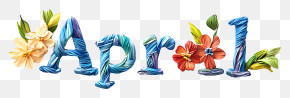 April - April Text With Floral Design PNG
