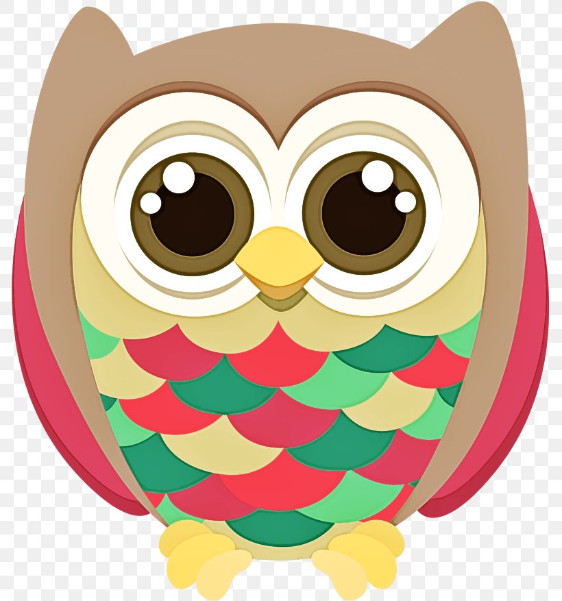Owl Cartoon Green Pink Bird Of Prey, PNG, 787x877px, Owl, Bird, Bird Of Prey, Cartoon, Green Download Free