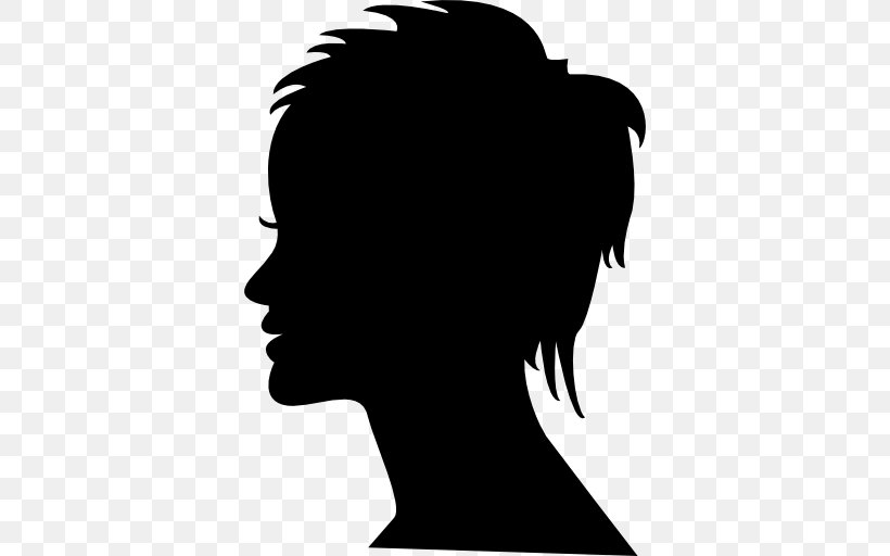 Silhouette Woman Clip Art, PNG, 512x512px, Silhouette, Black, Black And White, Black Hair, Ear Download Free