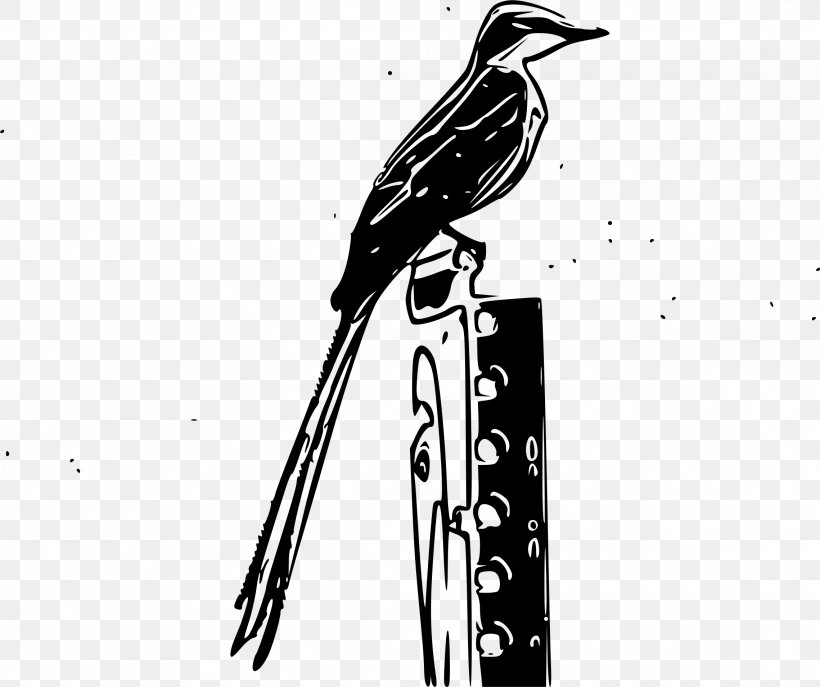 Bird Scissor-tailed Flycatcher Clip Art, PNG, 2278x1909px, Bird, Art, Beak, Black And White, Branch Download Free