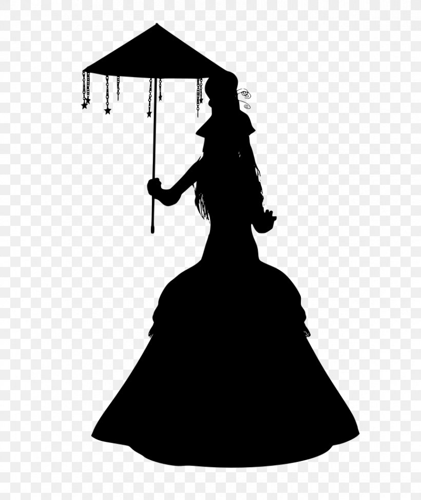 Black Silhouette Dress Black-and-white Umbrella, PNG, 862x1024px, Black, Blackandwhite, Dress, Gown, Silhouette Download Free