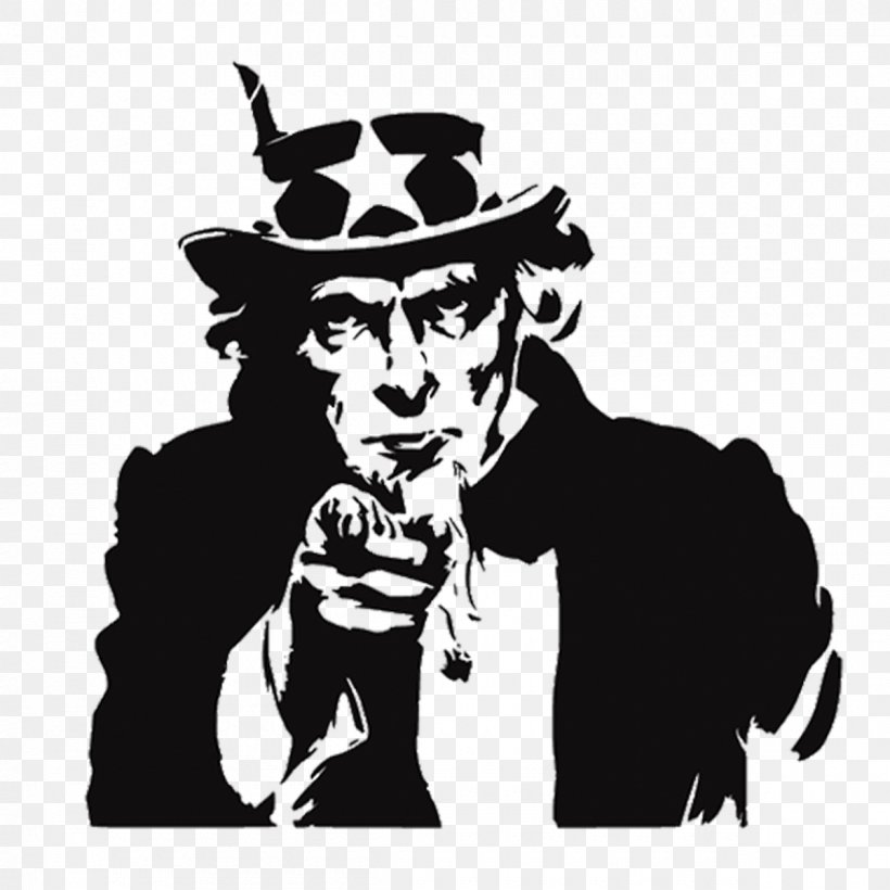 Uncle Sam Royalty-free Clip Art, PNG, 1200x1200px, Uncle Sam, Art, Black And White, Drawing, Fictional Character Download Free