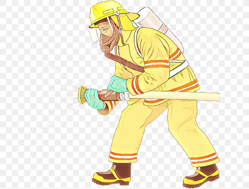 Firefighter, PNG, 632x623px, Yellow, Construction Worker, Costume, Firefighter Download Free