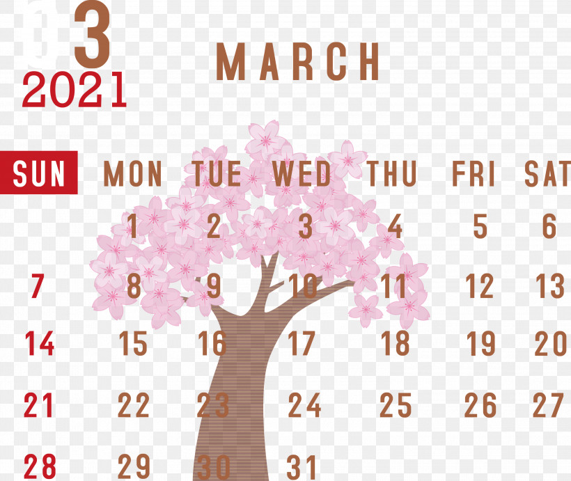 March 2021 Printable Calendar March 2021 Calendar 2021 Calendar, PNG, 3000x2530px, 2021 Calendar, March 2021 Printable Calendar, Calendar System, Floral Design, Geometry Download Free