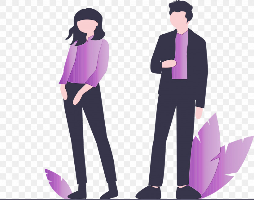 Violet Purple Standing Outerwear Formal Wear, PNG, 3000x2366px, Modern Couple, Costume, Formal Wear, Girl, Man Download Free