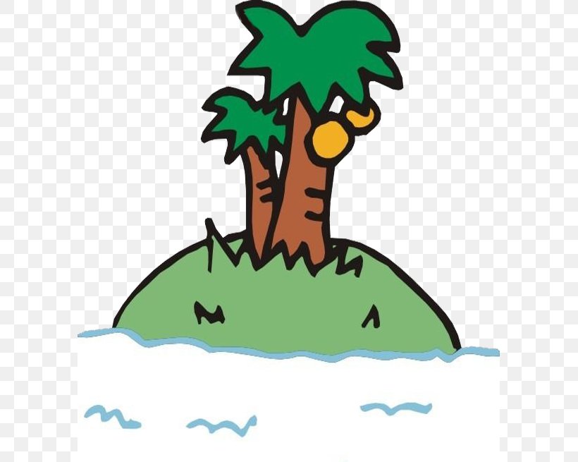 Tree Island Coconut Illustration, PNG, 599x655px, Tree, Art, Artwork, Cartoon, Coconut Download Free