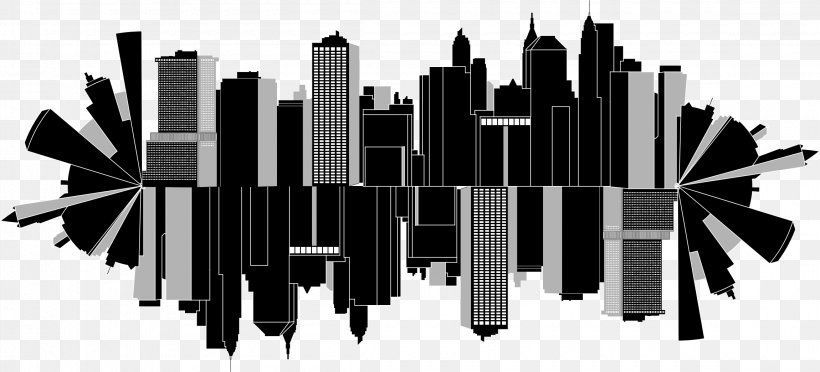 Cityscape PicsArt Photo Studio Clip Art, PNG, 2300x1044px, Cityscape, Black And White, Brand, Facebook, Monochrome Download Free