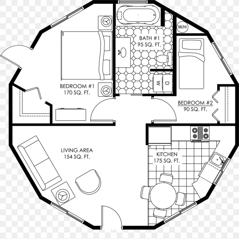Floor Plan Tiny House Movement Dome, PNG, 1000x1003px, Floor Plan, Architecture, Area, Black And White, Deltec Homes Download Free