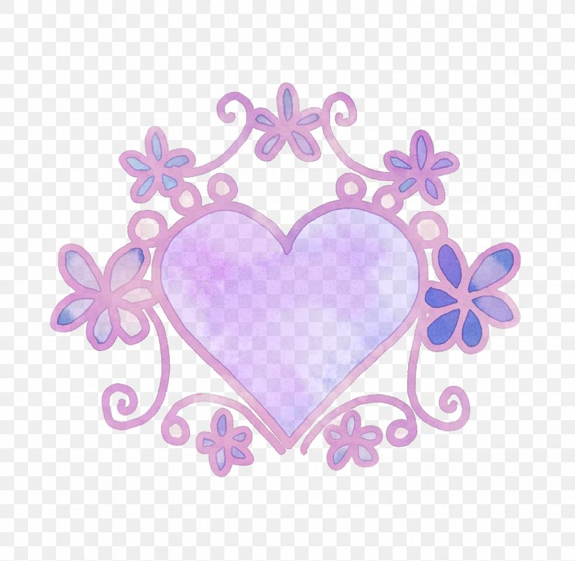 Purple Hand-painted Illustration Frame Heart And F, PNG, 1440x1407px, Heart, Color, Crayon, Flower, Green Download Free