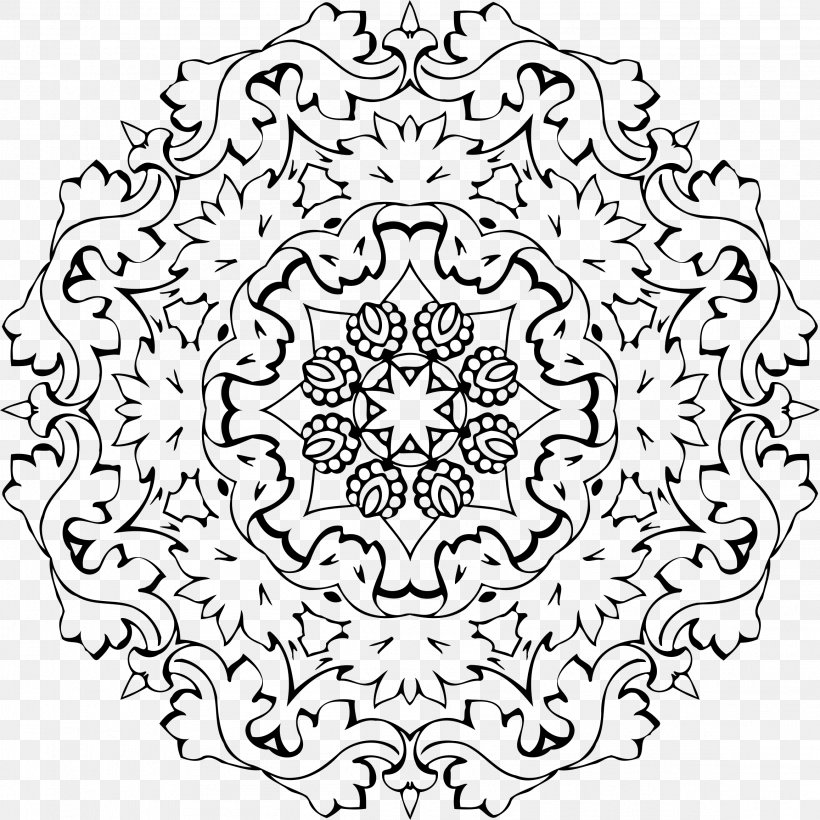 Coloring Book Doodle Drawing Mandala, PNG, 2314x2314px, Coloring Book, Adult, Area, Black, Black And White Download Free