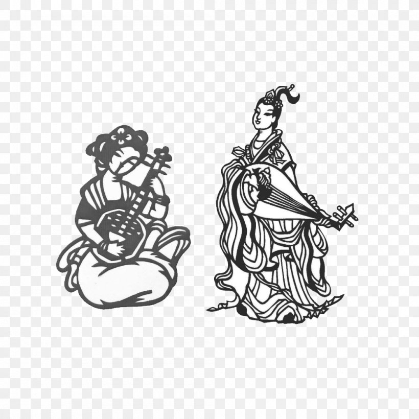 Papercutting Musical Instruments Design Image, PNG, 1000x1000px, Papercutting, Art, Artwork, Bijin, Black And White Download Free