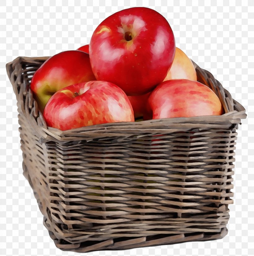 Apple Wicker Fruit Basket Natural Foods, PNG, 1208x1215px, Watercolor, Apple, Basket, Food, Fruit Download Free