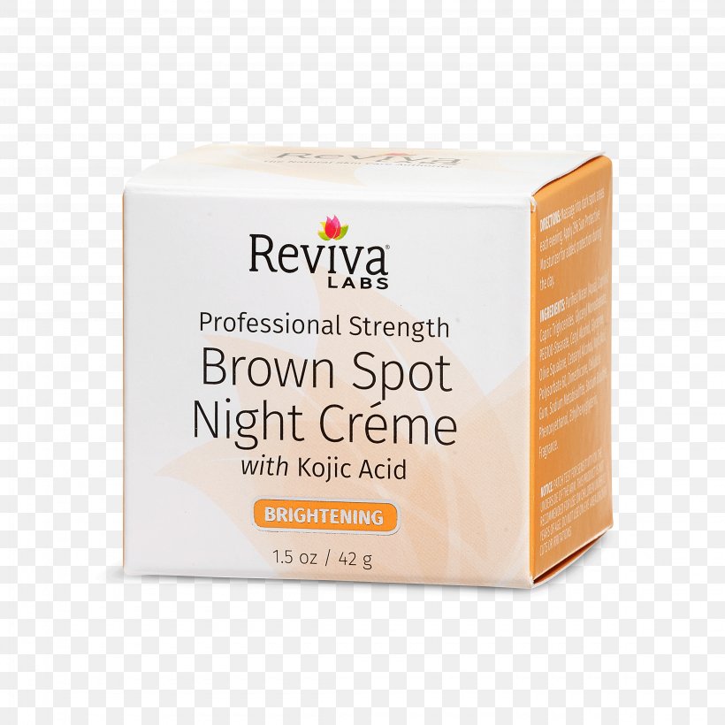 Reviva Labs Brown Spot Night Cream With Kojic Acid Lotion Elastin Skin Care, PNG, 4500x4500px, Cream, Collagen, Cosmetics, Dimethylethanolamine, Elastin Download Free