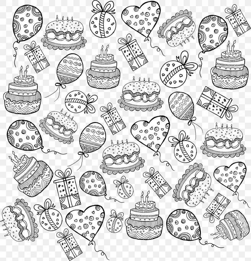 Birthday Cake Cupcake Pattern, PNG, 2237x2322px, Birthday Cake, Area, Birthday, Black And White, Cake Download Free