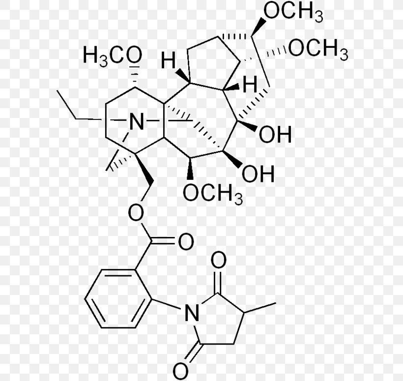 Methyllycaconitine Alkaloid Molecule Candle Larkspur Chemical Compound, PNG, 600x775px, Alkaloid, Aconite, Anthranilic Acid, Area, Black And White Download Free