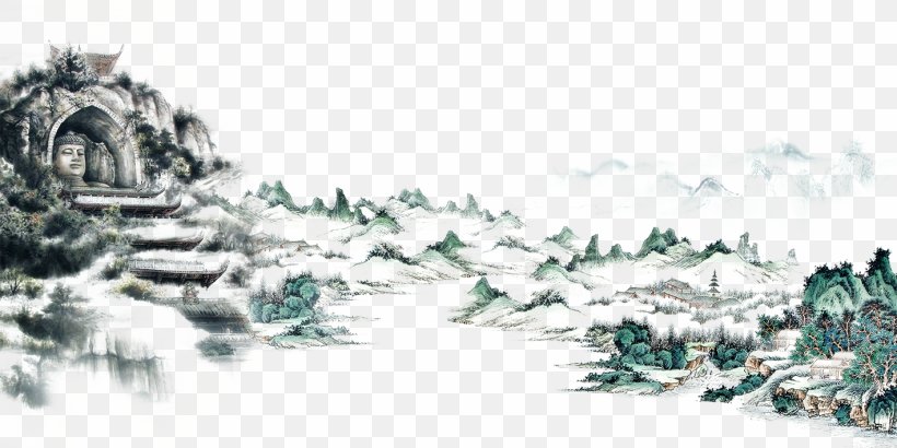 Shan Shui Ink Wash Painting Poster Download, PNG, 1417x709px, Shan Shui, Artwork, Chinese Painting, Chinoiserie, Conifer Download Free