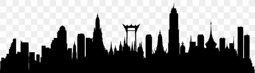 Bangkok Burj Khalifa Image Silhouette, PNG, 1600x460px, Bangkok, Blackandwhite, Burj Khalifa, City, Cityscape Download Free