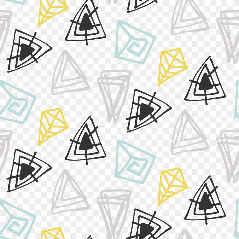 Cartoon Triangle Pattern, PNG, 4167x4167px, Cartoon, Area, Black And White, Cel Shading, Drawing Download Free