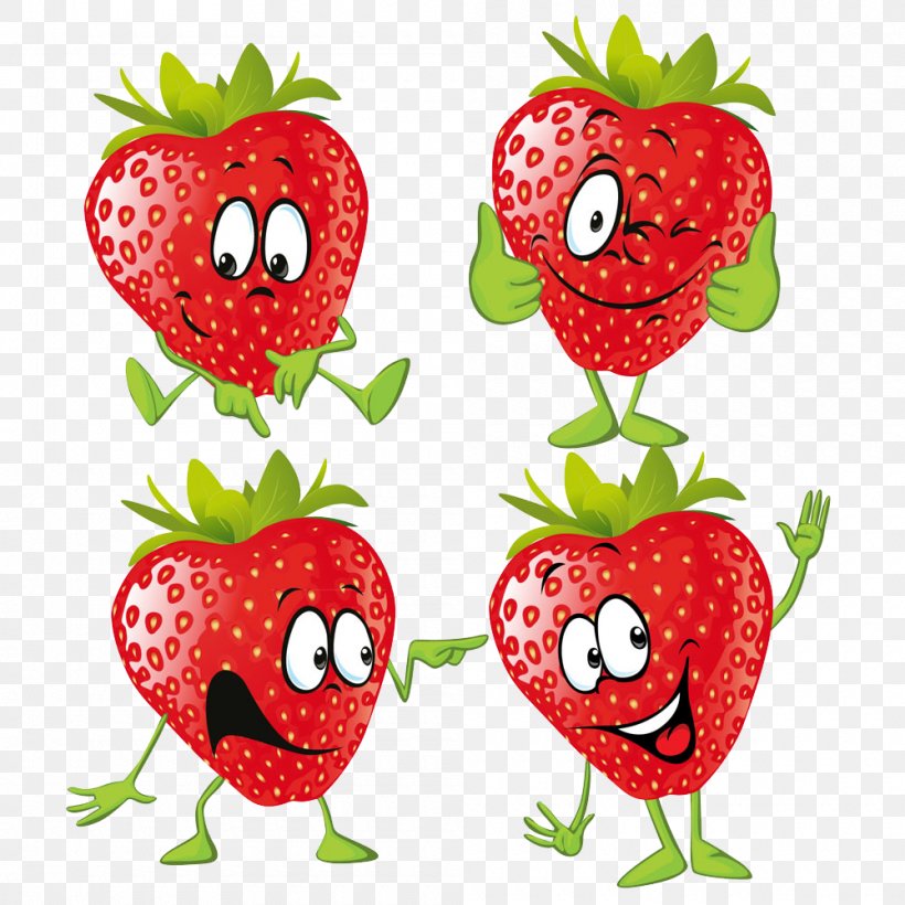Strawberry Cartoon Fruit Illustration, PNG, 1000x1000px, Strawberry, Art, Berry, Cartoon, Flower Download Free